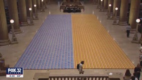 Chicago students attempt to set world record for largest mosaic made out of cereal boxes