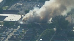 Fire burns at vacant factory on Chicago's Southeast Side