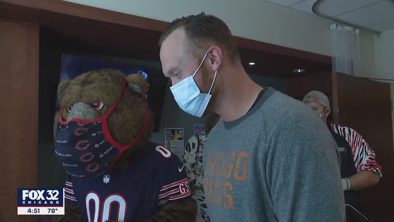 Bears long snapper, mascot visit Christ Hospital for launch of 'Baby Bears' program