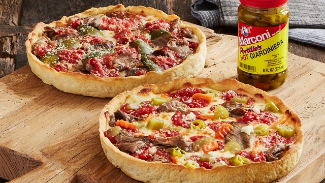 The new Italian Beef Deep Dish Pizza combines the best of two Chicago staples