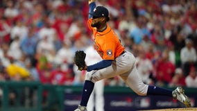Astros combine to no-hit Phillies, even World Series at 2 games apiece