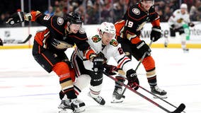 Jarred Tinordi's 2nd goal sends Blackhawks past Ducks 3-2