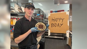 Domino’s Pizza employee makes dessert for girl whose birthday party guests didn't show