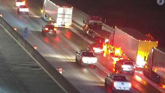 Both sides of I-65 in Indiana backed up after two semi rollover crashes