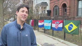Chicago homeowner displays flags of countries still vying for World Cup