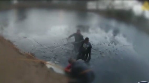 Aurora police officers, mom honored for saving 9-year-old boy who fell through ice