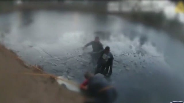 Aurora police officers, mom honored for saving 9-year-old boy who fell through ice