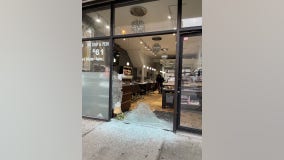 Front window smashed at West Loop Nail Salon