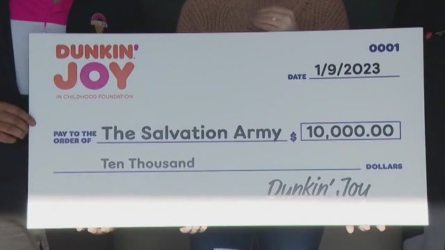 Dunkin donates $10K to Salvation Army to help fight childhood hunger