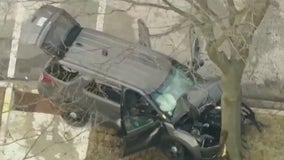 2 Chicago cops injured after squad car crashes into tree in Marquette Park