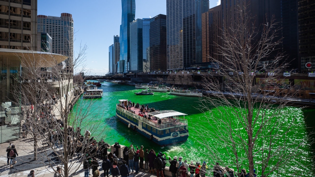 Chicago River dyeing for St. Patrick's Day celebrations
