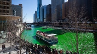 Chicago River dyed green for St. Patrick's Day celebrations