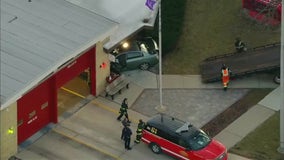 Vehicle plows into Des Plaines fire station