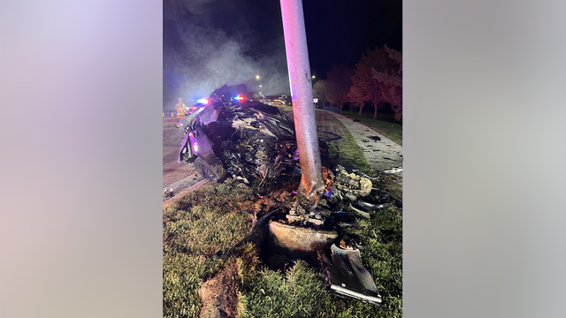 Firefighters work to extract woman trapped inside Kia after crash in Buffalo Grove