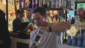 Mark Wahlberg bartends in Chicago to promote Flecha Azul Tequila