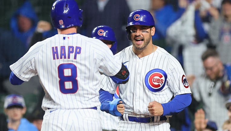 Happ's homer, 4 RBIs lead Cubs over Pirates 11-3 after rain delay - The San  Diego Union-Tribune