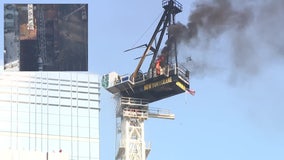 Construction crane catches fire, partially collapses in Hell’s Kitchen