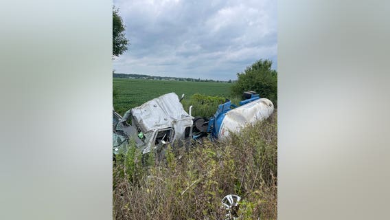 Crash involving tanker causes HAZMAT situation, shuts down I-65 in northwest Indiana for nearly 6 hours
