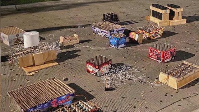 PHOTOS: Elmhurst police discover large cache of illegal fireworks, 2 charged