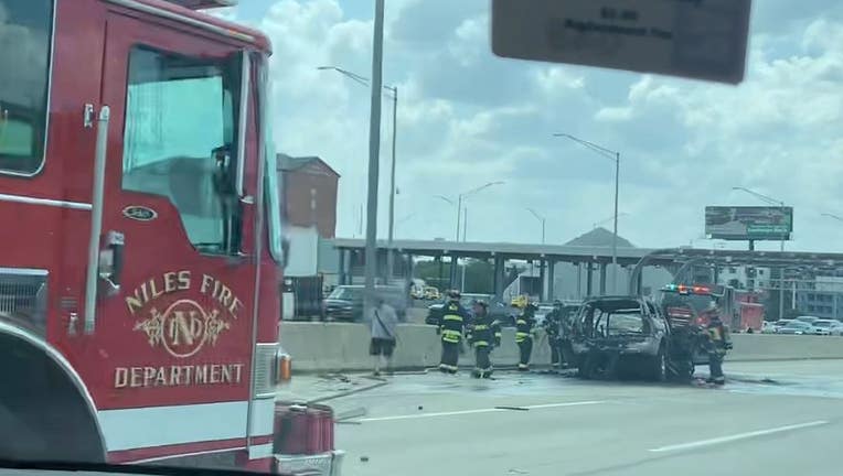 Car Bursts Into Flames Following Crash On Tri State Tollway 