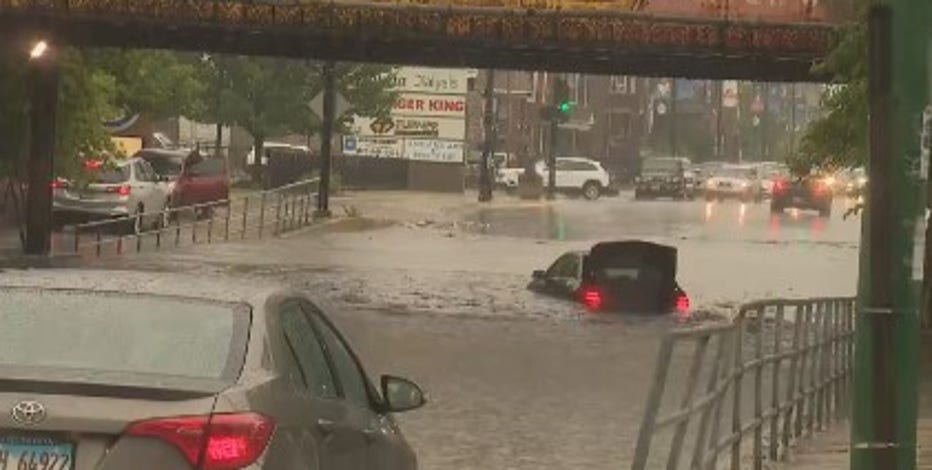 Heavy rain floods underpasses, basements and roads across Chicago area