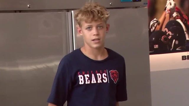 Young Bears fan diagnosed with cancer meets heroes on the field