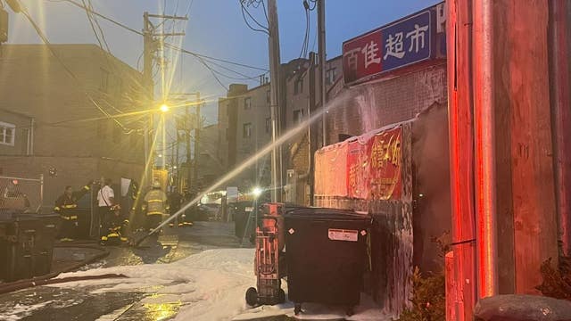 Chicago firefighters battle blaze at Chinatown supermarket