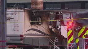 Man dies after being trapped in fiery RV at Stickney gas station; 2 others injured