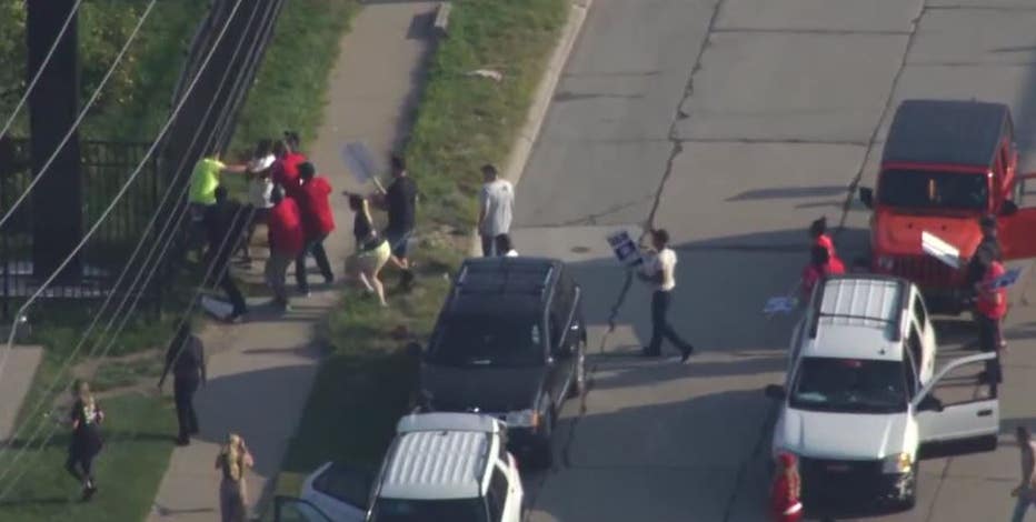 Striking UAW members fight man outside Stellantis plant claiming he yelled racial slurs