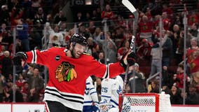 Korchinski scores in OT and Dickinson gets hat trick as Blackhawks beat Maple Leafs 4-3