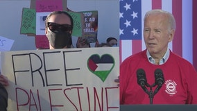 Pro-Palestine protesters rally in Chicago during Biden's Illinois visit