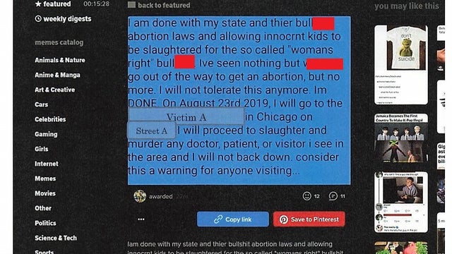 Chicago man convicted of threatening to 'slaughter' doctors, patients at women's reproductive health clinic