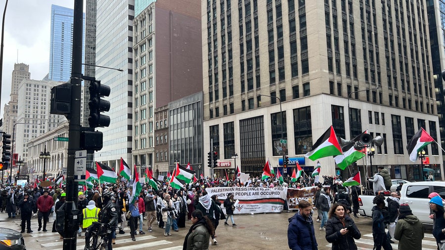 Pro-Palestine protests march through downtown Chicago, shut down I-90/I-94