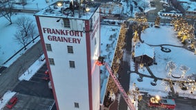 Contractor safely rescued from roof of Frankfort Grainery tower