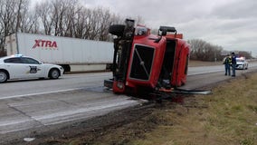 Indiana police chase: 2 Illinois men arrested for causing semi to lose control, flip over on I-94