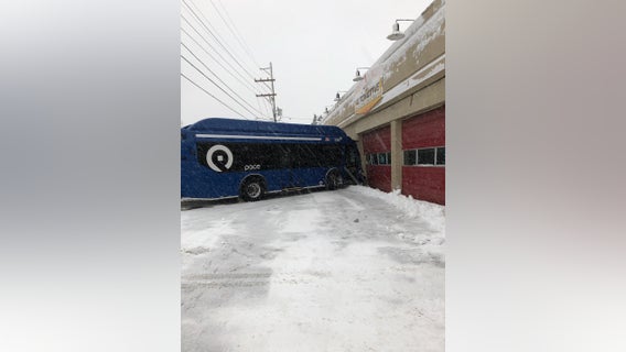 South Elgin crash: Pace bus slams into business after swerving to avoid collision
