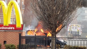 Car bursts into flames at River Forest McDonald's, witness says