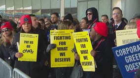 O'Hare flight attendants participate in global strike for fair contracts