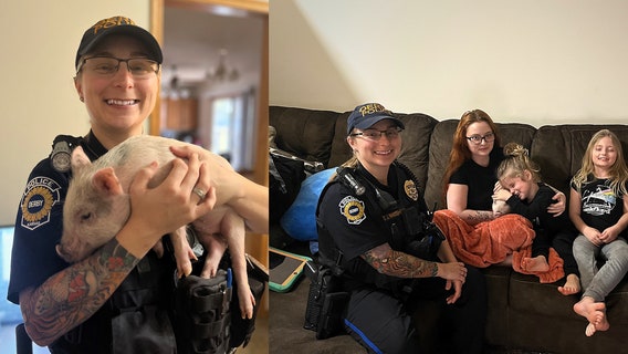Officer replaces therapy pig for young boy after tragic animal attack