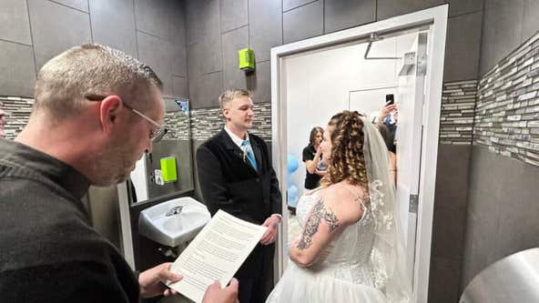 Love in the loo: Couple says 'I Do' in gas station bathroom wedding ceremony