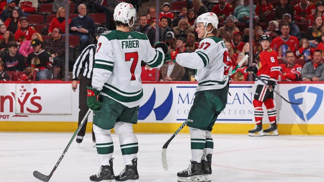 Kaprizov scores twice, rookie Wallstedt has 24 saves for 1st shutout as Wild blank Blackhawks 4-0