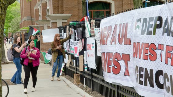 2 injured after protesters clash at DePaul University's Lincoln Park campus; situation has stabilized