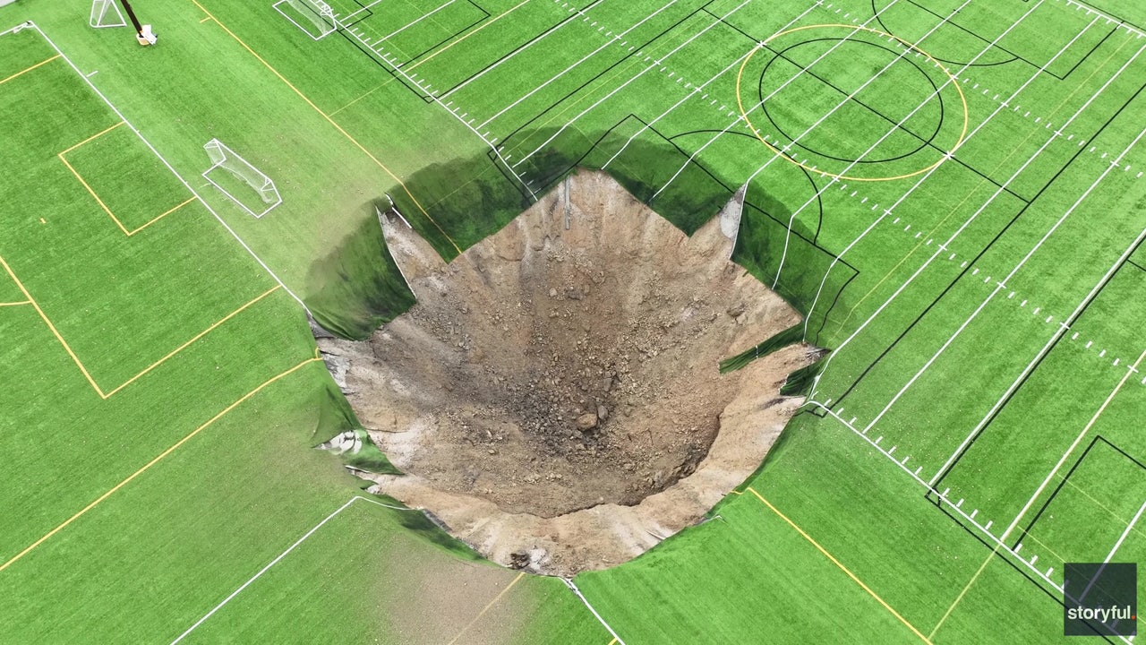 Massive sinkhole opens at soccer field in downstate Illinois
