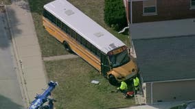 Three hospitalized after school bus crashes into Skokie home: officials