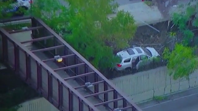 Vehicle crashes through barrier, hits lightpole near Dan Ryan Expressway