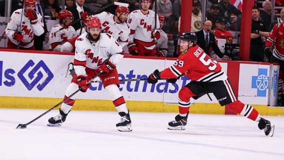 Aho scores in overtime as the Hurricanes beat the Blackhawks 4-3