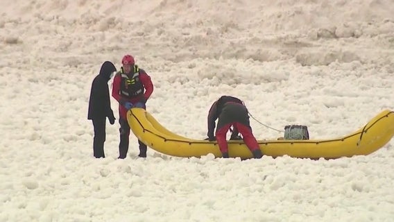 Stunning Lake Michigan shelf ice brings beauty and danger to the shoreline