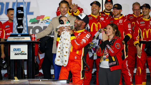Oh, baby! Bubba Wallace celebrates his 1st win at Daytona with his newborn son and a new outlook