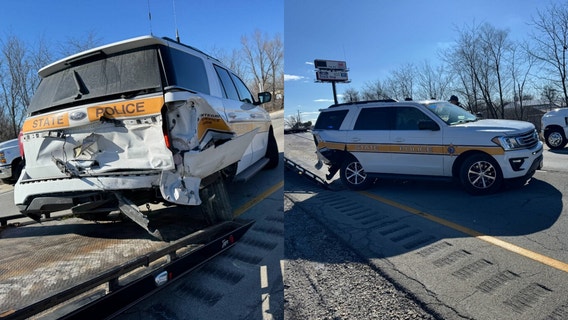 Illinois State Police squad car struck on I-57 in Kankakee County