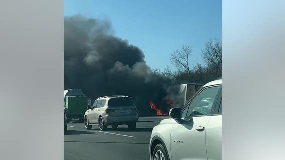 Semi-truck catches fire on I-294/I-80 at I-94 near Indiana border, video shows